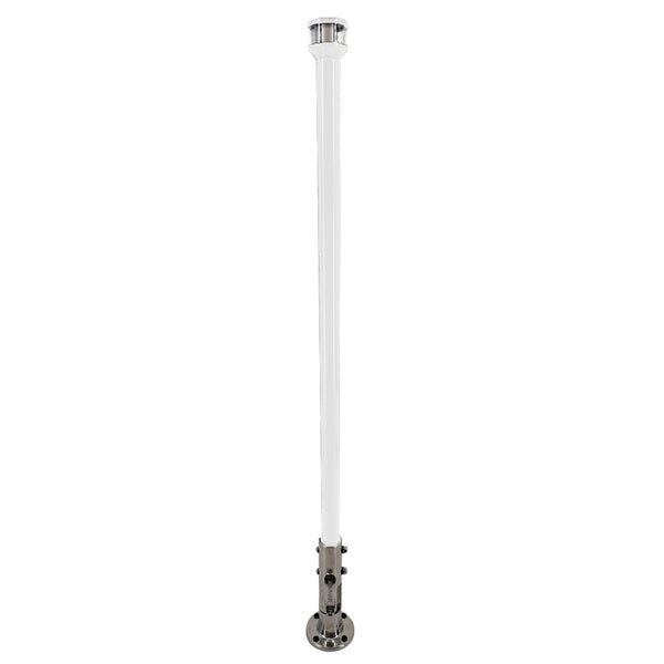 Seaview 36" Manually Folding Light Post w/316 Stainless Steel Base &amp; LTBLED12C5 Navigation Light - White