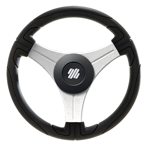 Uflex Ustica 13" Steering Wheel - Black - Polyurethane w/Silver Spokes &amp; X62 Hub