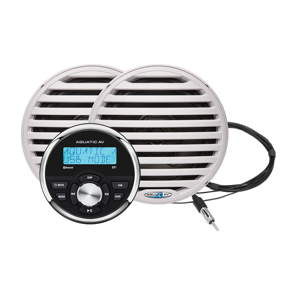 Aquatic AV GP1 Gauge Stereo &amp; Economy 6.5" Speakers - White (Pair)
