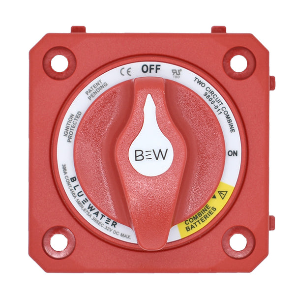 Bluewater Off/On Combine Battery Switch w/o Base - Panel Mount - Red