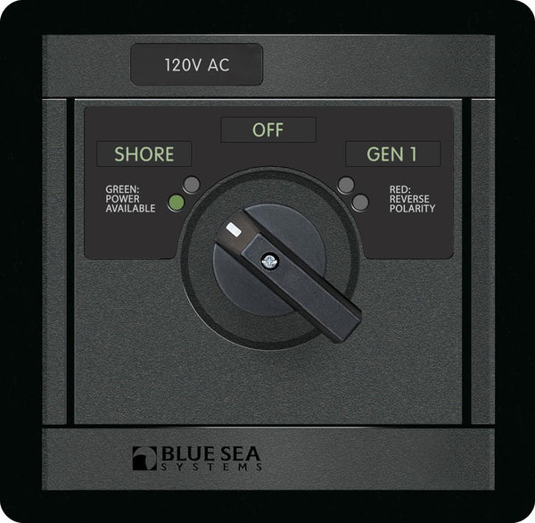 Blue Sea 1481 - 360 AC Src Sel, 30A 120v-Sh / 120V-Gen