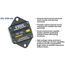 Egis Mobile Electric 4706-120B - Thermal Circuit Breaker 120 A, Panel Mount