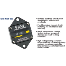 Egis Mobile Electric 4706-150B - Thermal Circuit Breaker 150 A, Panel Mount