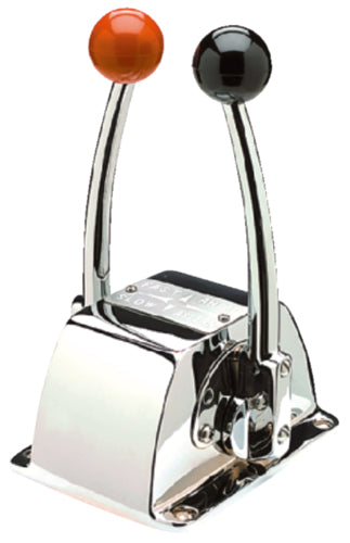 Seachoice Twin Lever Control For Boats - Chrome Brass Control With Red/Black Knobs, 8-5/16" Tall-287210