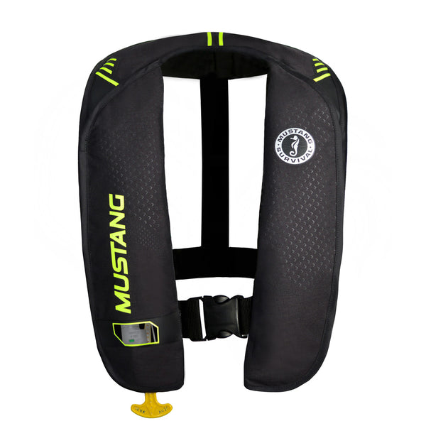 Mustang MIT 100 Inflatable Manual PFD - Black/Flourescent Yellow-Green