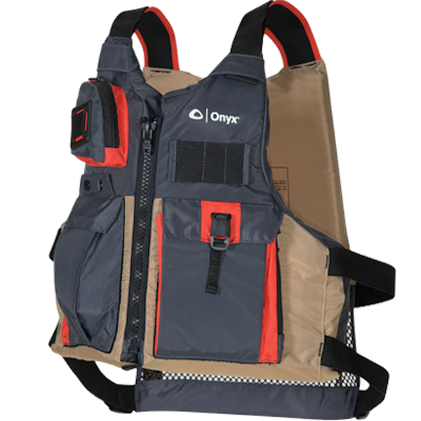 Onyx Kayak Fishing Vest - Adult Oversized - Tan/Grey