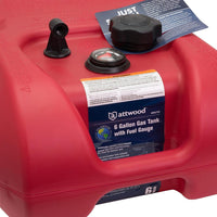 Attwood Portable Fuel Tank - 6 Gallon w/Gauge