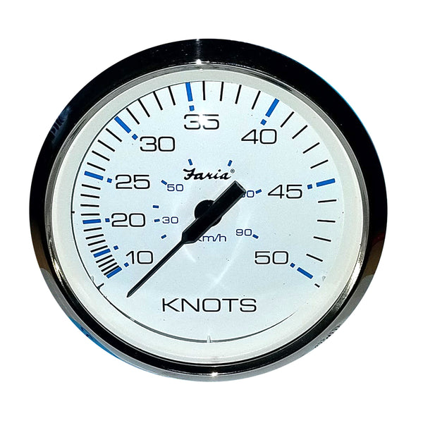 Faria 4" Speedometer 50 Knot Chesapeake White Stainless Steel Bezel