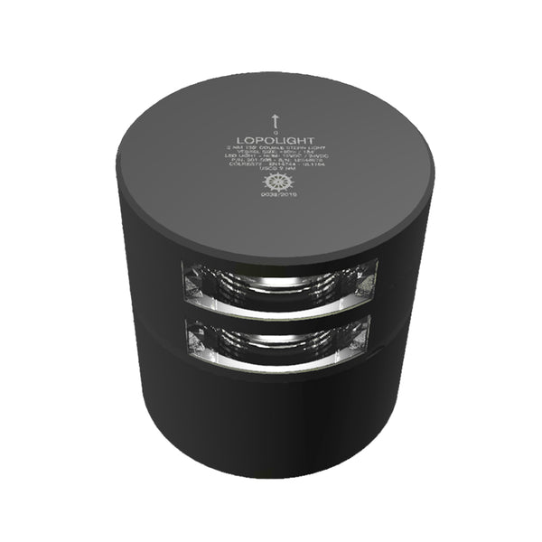 Lopolight Double Stern Light - 2nm - Black Housing - Horizontal Mount