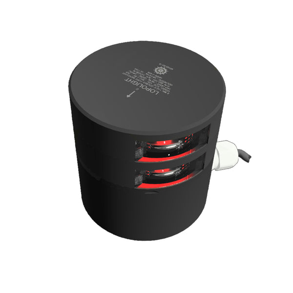 Lopolight Double Red Port Sidelight - 2nm - Black Housing - Horizontal Mount