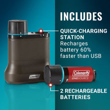 Coleman OneSource Rechargeable Lithium-Ion Battery 2-Pack &amp; 2-Port Quick Charging Station
