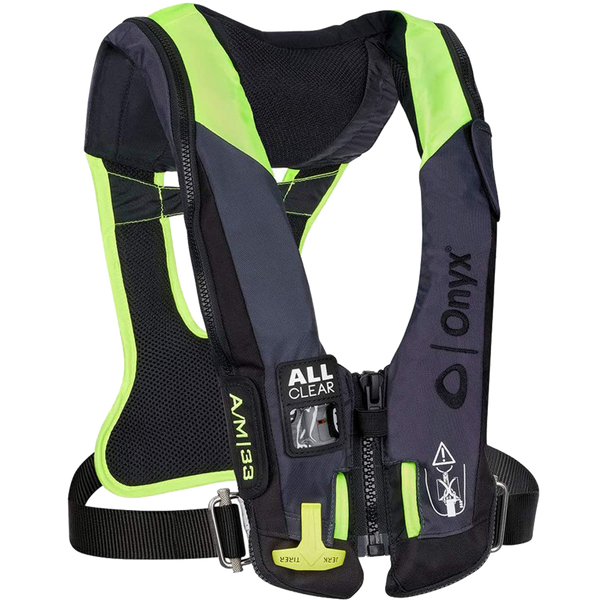 Onyx Impulse A/M 33 All Clear w/Harness Auto/Manual Inflatable Life Jacket - Grey