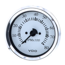 VDO Cockpit Marine 85MM (3-3/8&quot;) Outboard Tachometer - White Dial/Chrome Bezel