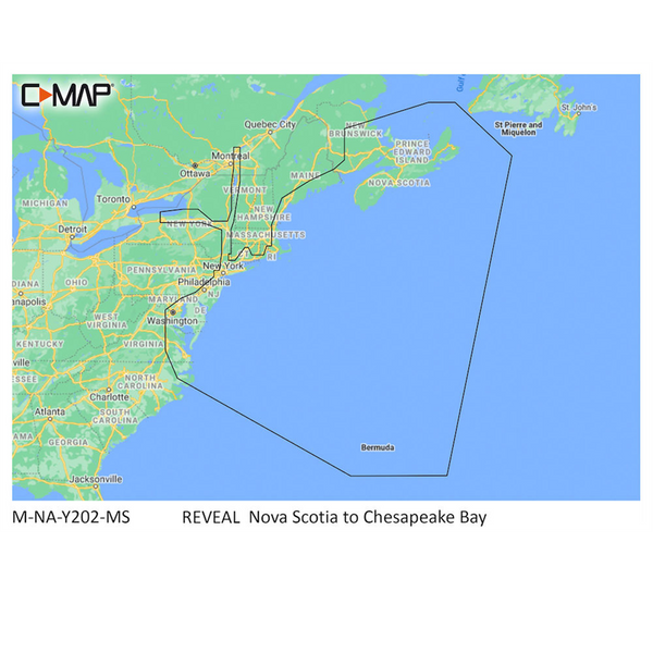 C-MAP M-NA-Y202-MS Nova Scotia to Chesapeake Bay REVEAL&trade; Coastal Chart