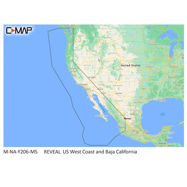 C-MAP M-NA-Y206-MS West Coast &amp; Baja California REVEAL&trade; Coastal Chart - Does NOT contain Hawaii
