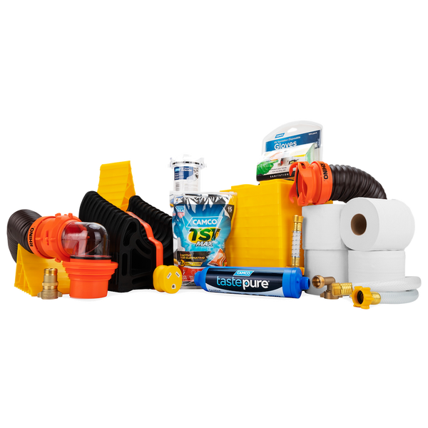 Camco 44790 RV Start Up Kit | Leveling, Sewer, Water
