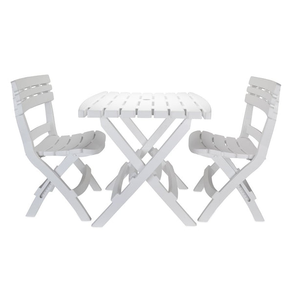 Camco 51640 Folding Table and Chair Set | 3-Piece White