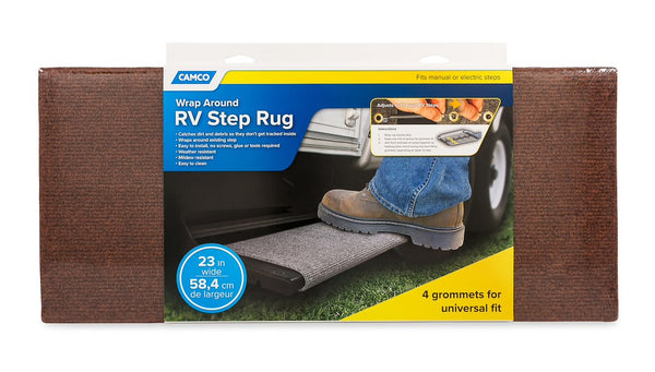 Camco 42931 Wrap-Around RV Step Rug, 23 in Brown Carpet