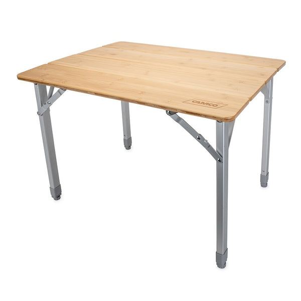 Camco Bamboo Folding Table, Adjustable Height & Legs