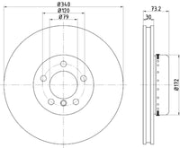 Hella 355120811 Vented Two-Piece Brake Rotor 340mm