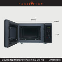 MagicChef MC99MB 0.9 Cu Ft 900W Microwave, Black