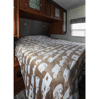 Camco 53126 Queen Fleece Blanket, Greige RV Print