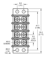 Egis 2220-04 20A 4-Circuit Terminal Block