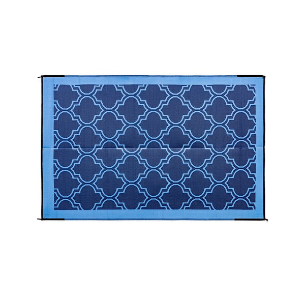 Camco 42876 Outdoor RV Mat 9x6 Blue Lattice