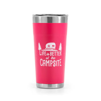 Camco 20 oz Insulated Tumbler, Coral Pink Campsite