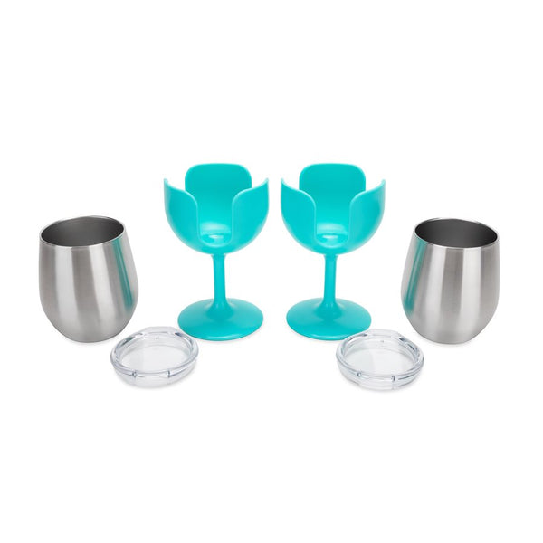 Camco Insulated Wine Tumbler 2-Pack, 8 oz Stainless