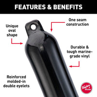 Taylor Made Hull Gard Inflatable Fender, Black 6.5x23