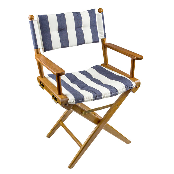 Whitecap Director's Chair w/Navy & White Cushion - Teak ...