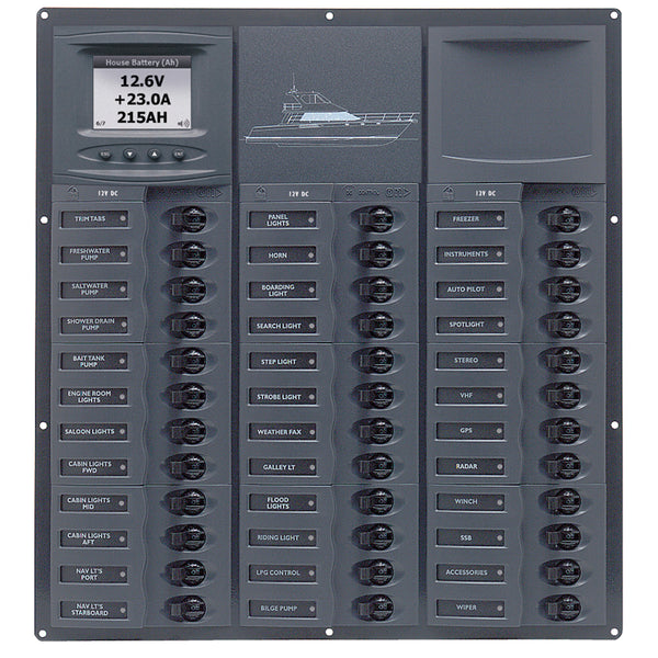 BEP Cruiser Series DC Circuit Breaker Panel w/Digital Meters 36SP DC12V