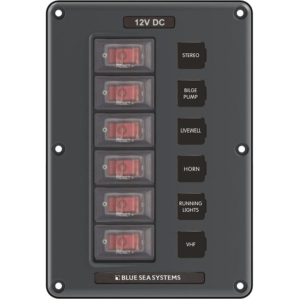Blue Sea 4322 Circuit Breaker Switch Panel 6 Position - Gray