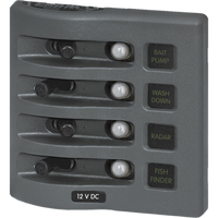 Blue Sea 4374 WeatherDeck Water Resistant Circuit Breaker Panel - 4 Position - Grey
