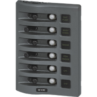 Blue Sea 4376 WeatherDeck Water Resistant Circuit Breaker Panel - 6 Position - Grey