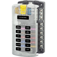 Blue Sea 5026 ST Blade Fuse Block w/Cover - 12 Circuit w/Negative Bus