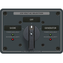 Blue Sea 8357 AC Rotary Switch Panel 65 Ampere 2 Position + OFF, 2 Pole