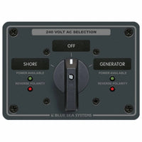 Blue Sea 8363 AC Rotary Switch Panel 65 Ampere 2 Positions + OFF, 3 Pole