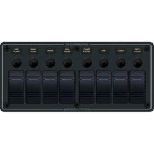 Blue Sea 8371 Water Resistant Panel - 8 Position - Black - Horizontal Mount