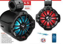 Boss Audio 6.5" Amplified Wake Tower Multi-Color Illuminated Speakers - Black