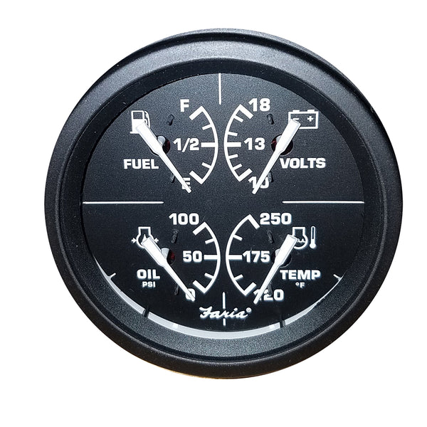 Faria 4" 4-in-1 Gauge - 10-18V 100 0, 120-250 Temp Duel - Black