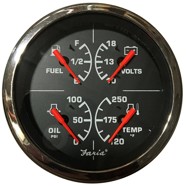 Faria Heavy Duty 4" Multi-Function Gauge w/Fuel, Oil Pressure, Voltmeter & Water Temp