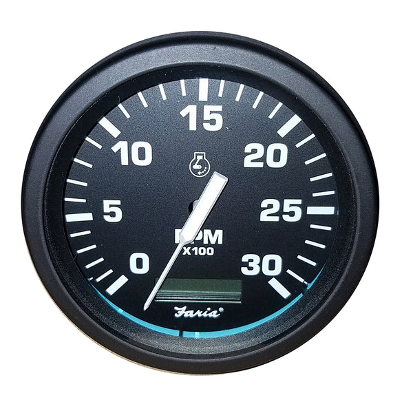 Faria Heavy-Duty Black 4" Tachometer w/Hourmeter (3000 RPM) (Diesel) (Mag Pick-Up)