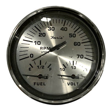 Faria Spun Silver 5" Multifunction 3-in-1 Combination Gauge w/Tachometer, Fuel & Voltmeter