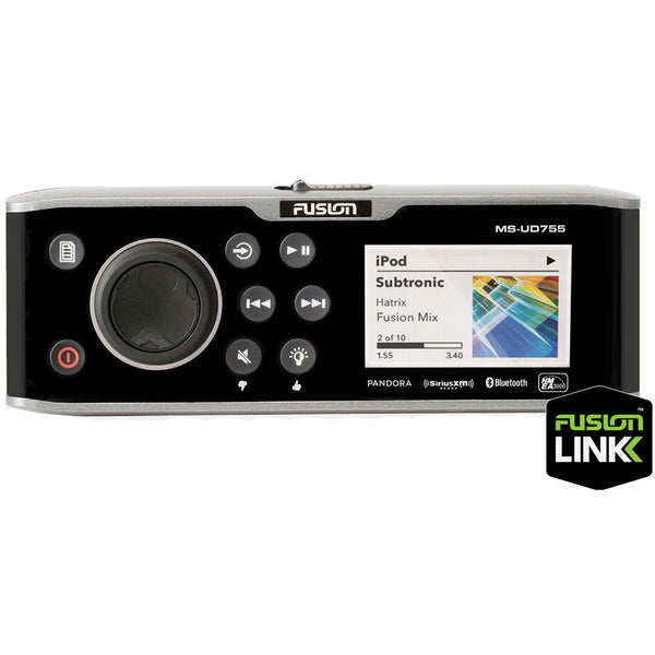 FUSION MS-UD755 Stereo w/Built-In Dock and AM/FM/BT/SiriusXM - 4 Zone
