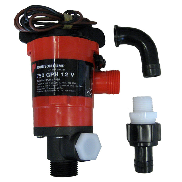 Johnson Pump Twin Port 750 GPH Livewell Aerating Pump - 12V