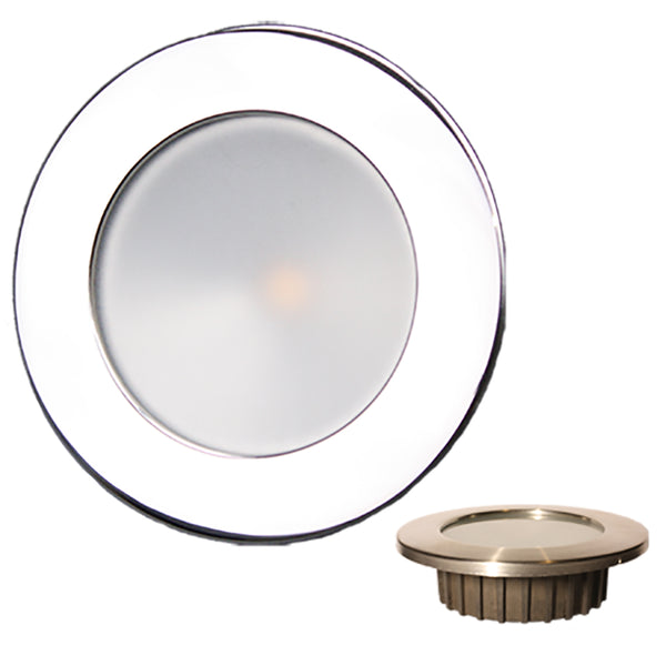 Lunasea "ZERO EMI" Recessed 3.5" LED Light - Warm White, Red w/Polished Stainless Steel Bezel - 12VDC