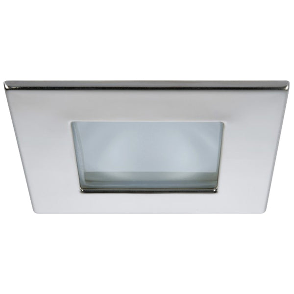 Quick Marina XP Downlight LED - 4W, IP66, Spring Mounted - Square Stainless Bezel, Square Warm White Light