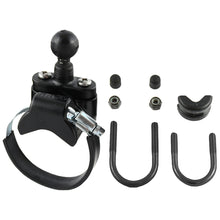 RAM Mount Rail Base w/Zinc Coated U-Bolt, ATV/UTV Strap & 1" Ball for Rails to 3.15" in Diameter